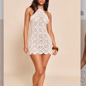 White Crochet Mini Dress